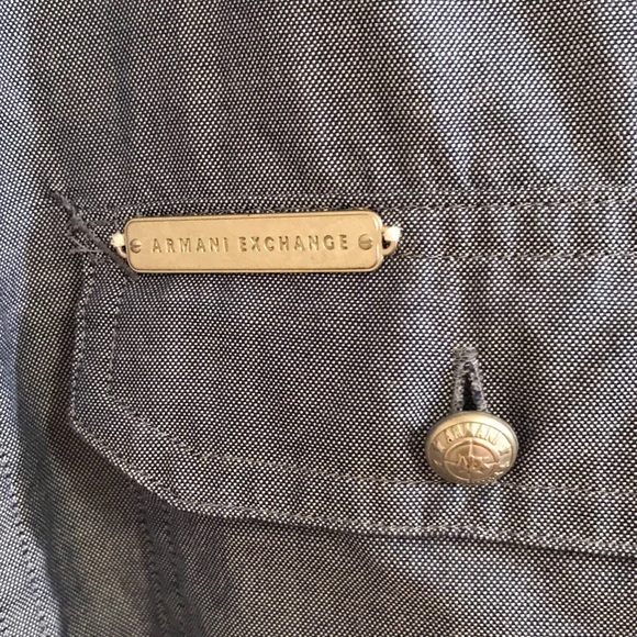 Armani Exchange Logo Plate Button Down Shirt - Picture 3 of 7